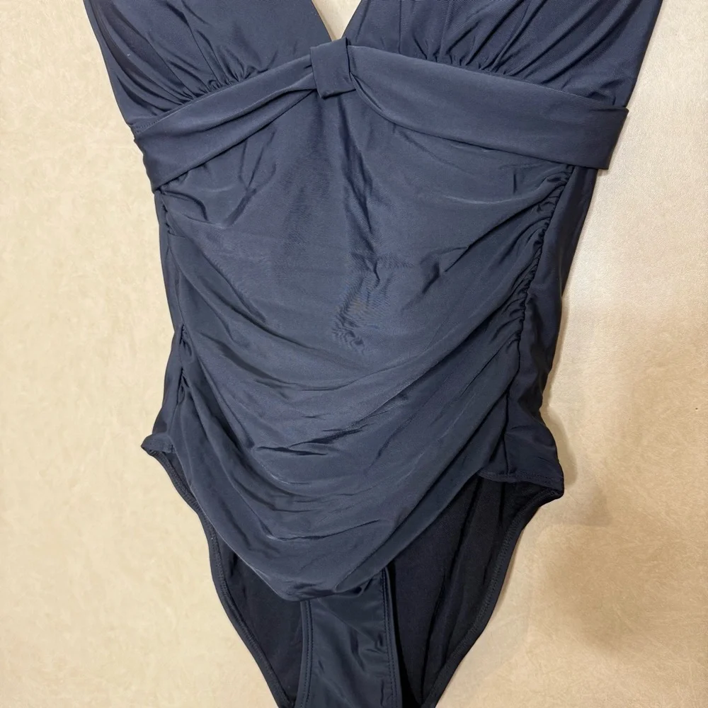 Aqua Eve Halter Black One Piece Swimsuit NWT Size Large - Picture 3 of 8